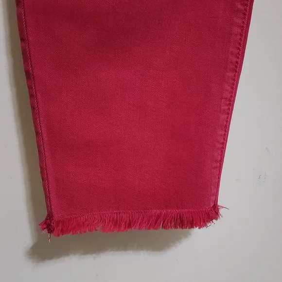 LOFT Slim‎ Pockets High Rise Skinny Jeans Frayed Hem 16 Red NWT
