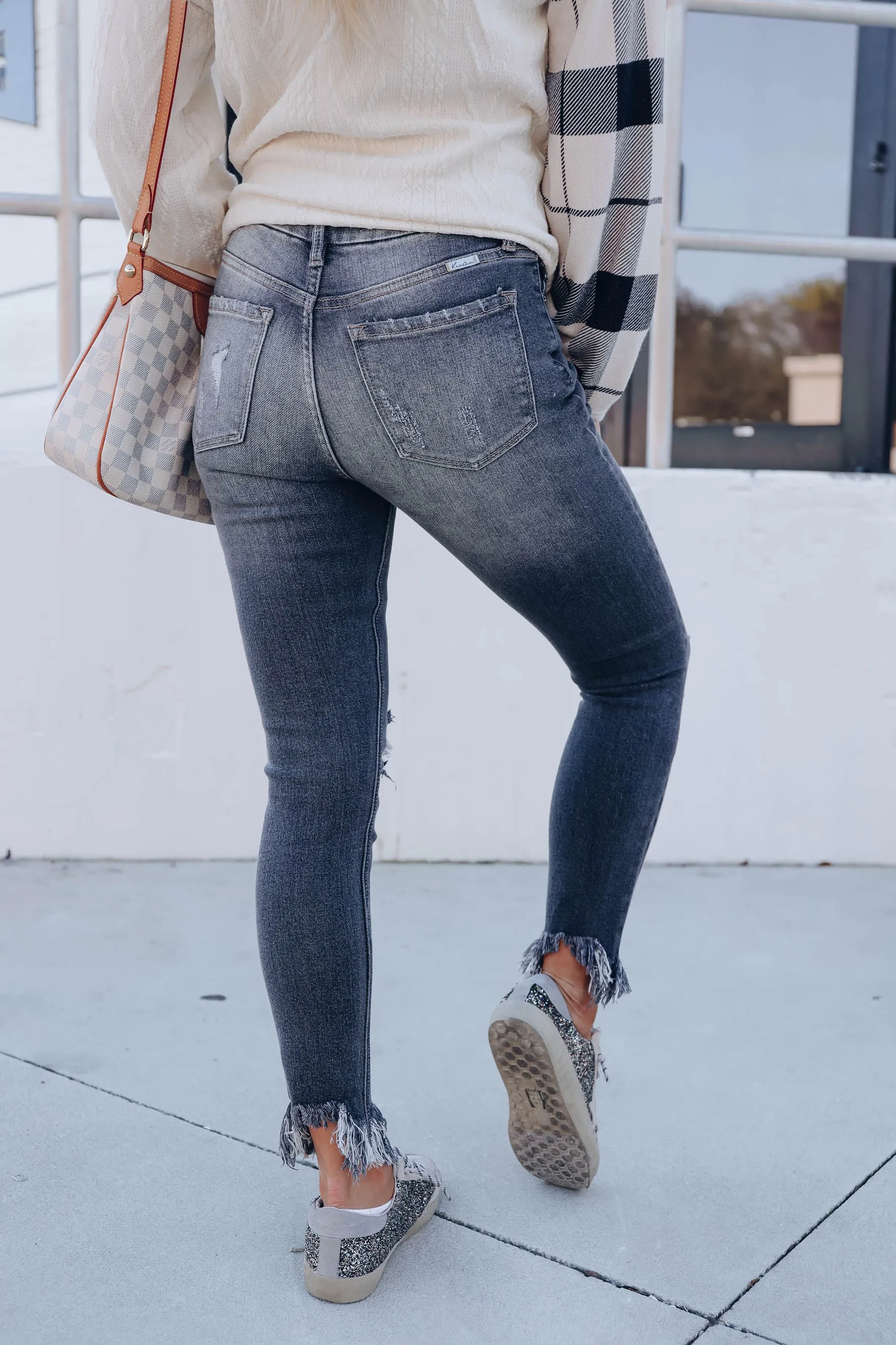 Lydia Frayed Hem Skinny Jeans - Black Wash