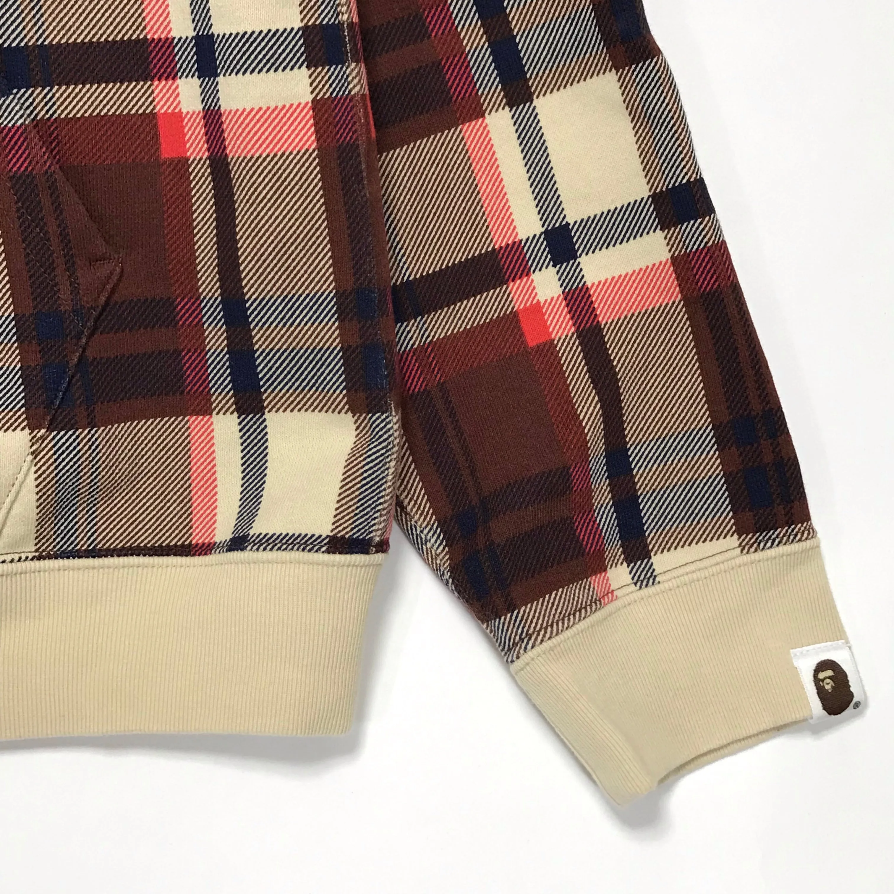[M] A Bathing Ape Bape 15th Anniversary Plaid Ful Zip Shark Hoodie