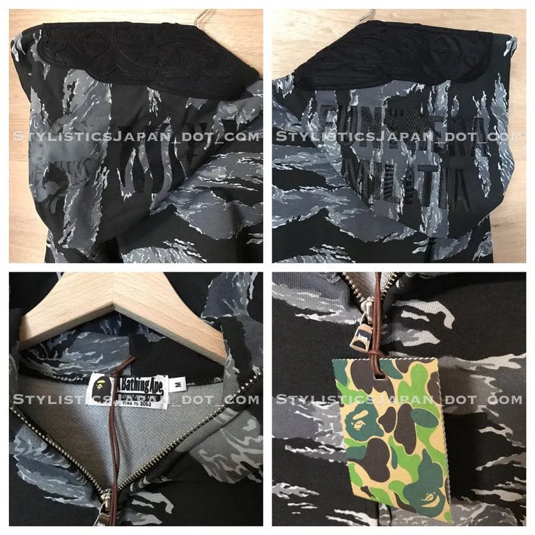 [M] DS! A Bathing Ape Bape Tiger Camo Tiger Full Zip Hoodie Black