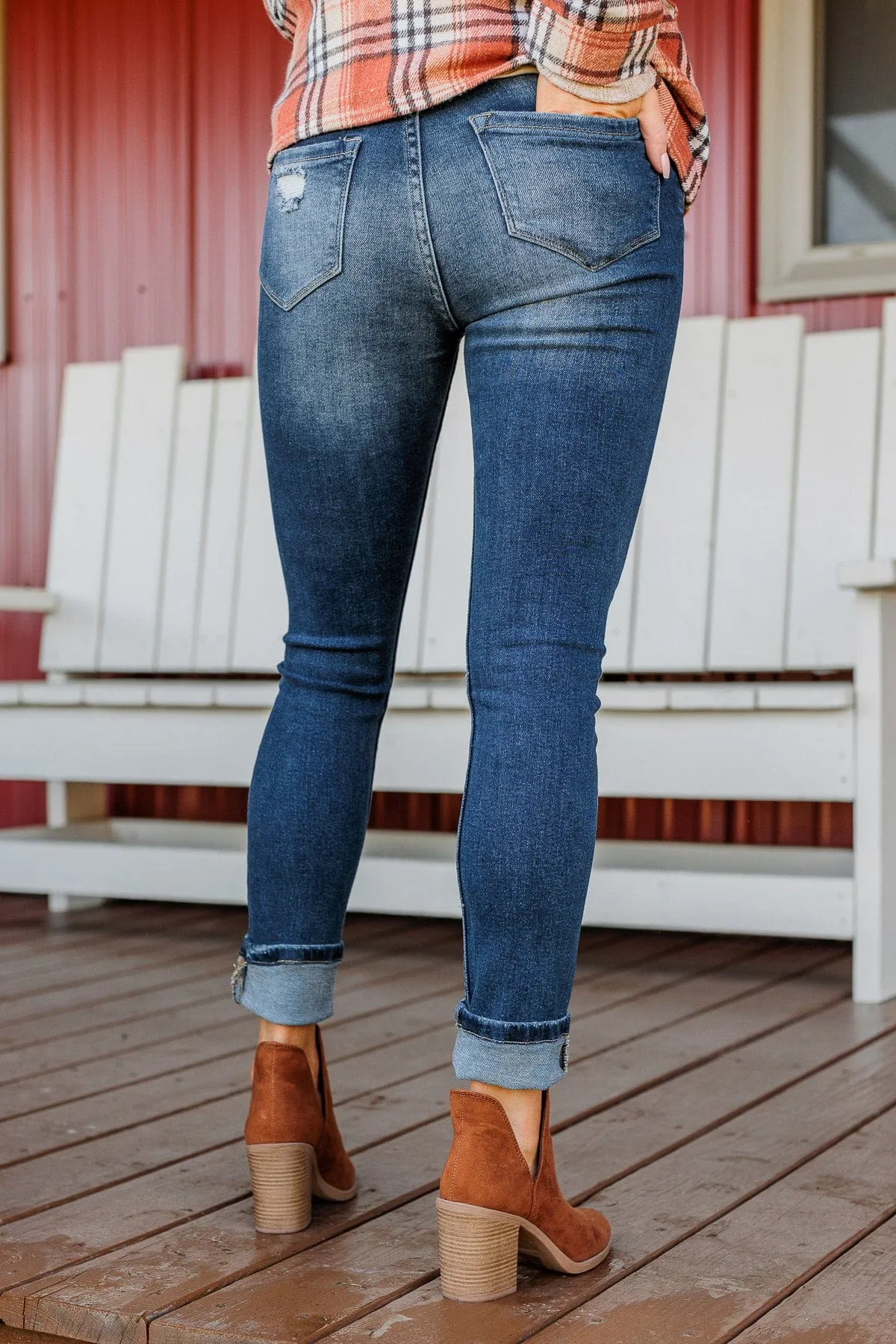 Mack & Mal Button Fly Skinny Jeans- Alani Wash