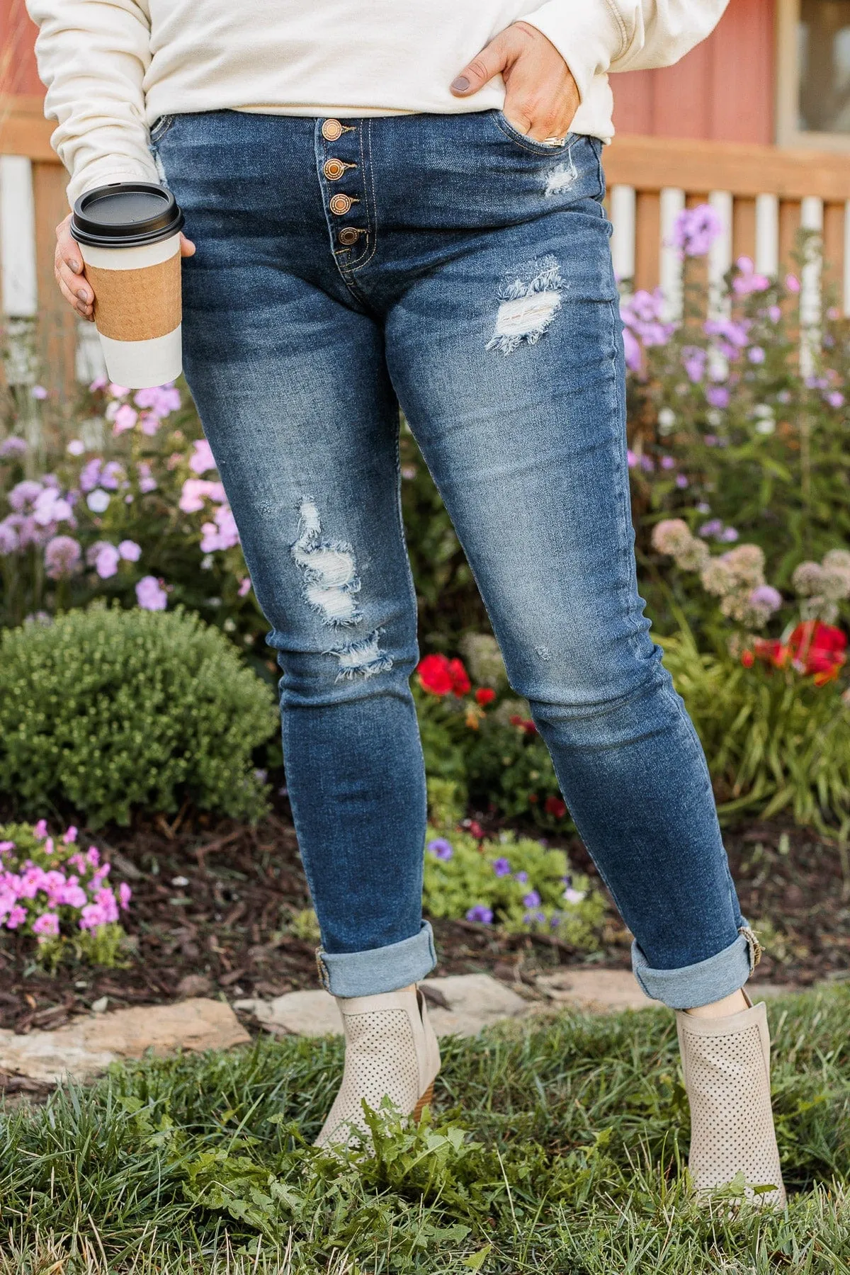 Mack & Mal Button Fly Skinny Jeans- Alani Wash
