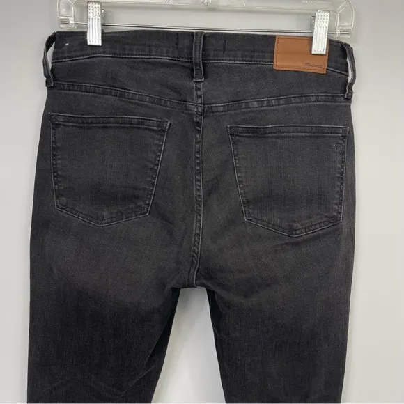 Madewell 9&quot; High Rise Skinny Jeans in Black Sea Raw Hem Distressed Boho H2230 27
