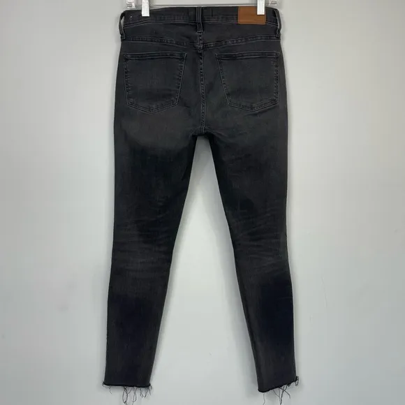 Madewell 9&quot; High Rise Skinny Jeans in Black Sea Raw Hem Distressed Boho H2230 27
