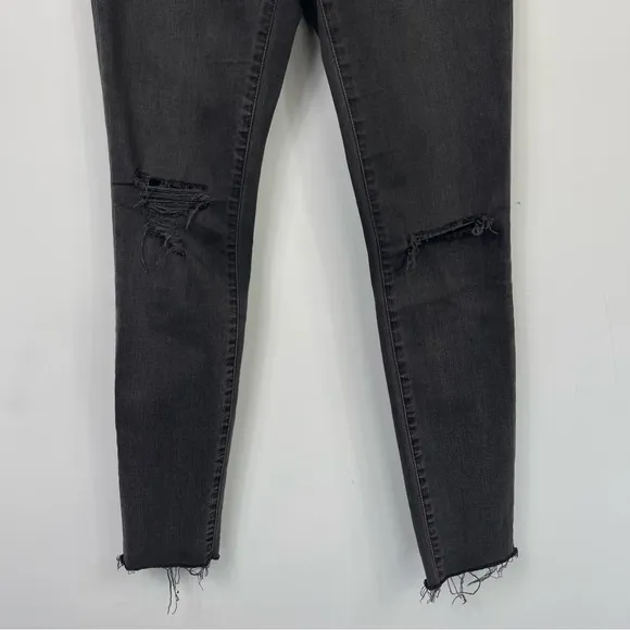 Madewell 9&quot; High Rise Skinny Jeans in Black Sea Raw Hem Distressed Boho H2230 27