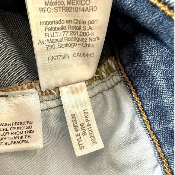 Madewell 9&quot; Mid-Rise Skinny Button Fly Denim Jeans Medium Light Blue Size 26