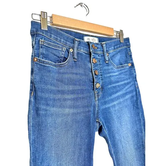 Madewell 9&quot; Mid-Rise Skinny Button Fly Denim Jeans Medium Light Blue Size 26
