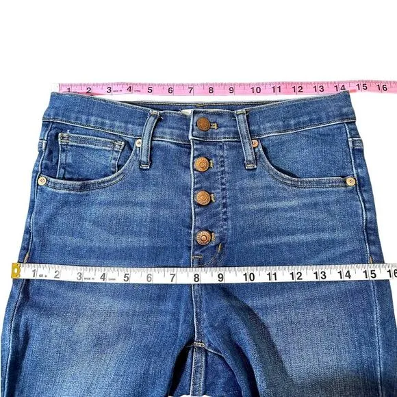 Madewell 9&quot; Mid-Rise Skinny Button Fly Denim Jeans Medium Light Blue Size 26