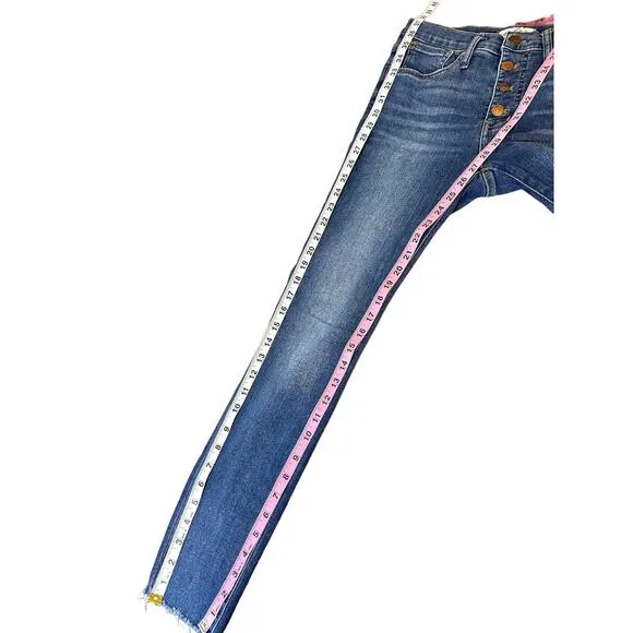Madewell 9&quot; Mid-Rise Skinny Button Fly Denim Jeans Medium Light Blue Size 26