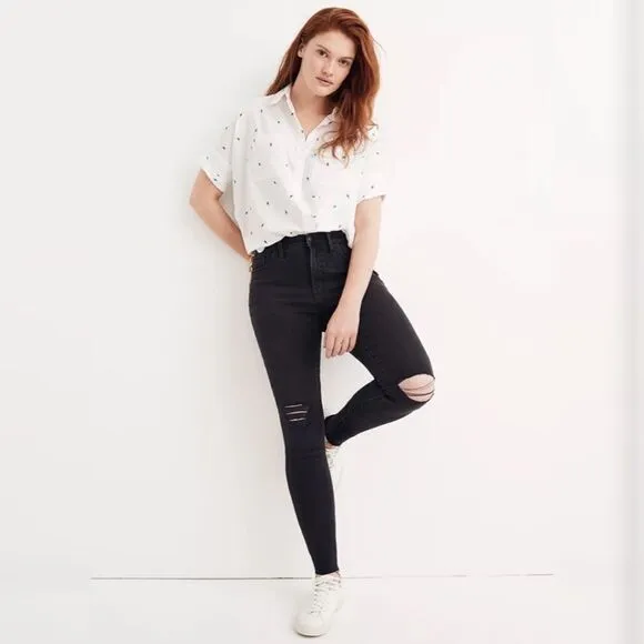 Madewell 9&quot; Mid-Rise Skinny Jeans in Black Sea