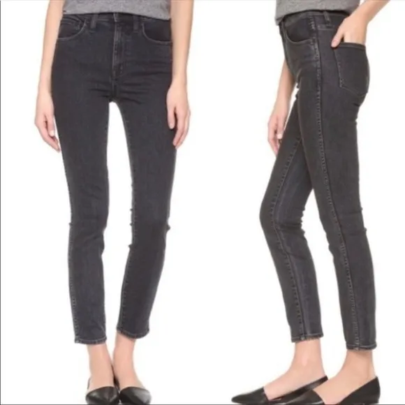 MADEWELL Distressed Black High Riser Skinny Jeans High Waisted Trendy Casual 28