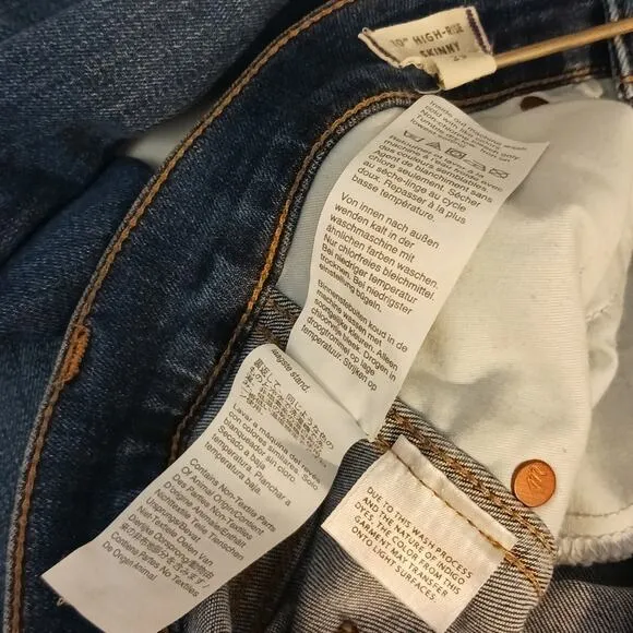 Madewell Jeans 10&quot; High Rise Women's Sz 29 Dark Blue Skinny Atlantic Whiskered