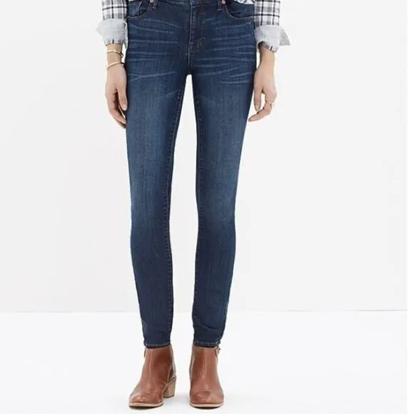 Madewell Jeans 10&quot; High Rise Women's Sz 29 Dark Blue Skinny Atlantic Whiskered