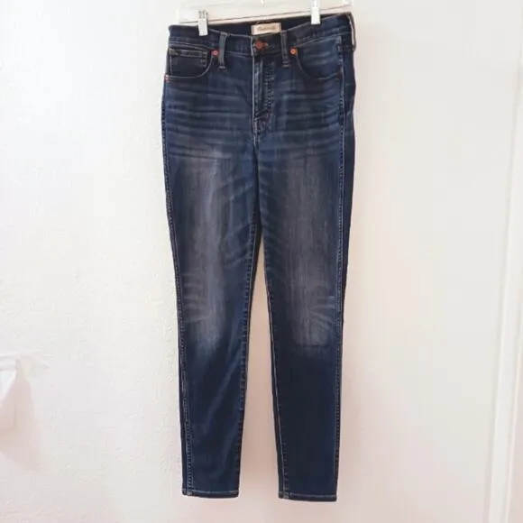 Madewell Jeans 10&quot; High Rise Women's Sz 29 Dark Blue Skinny Atlantic Whiskered