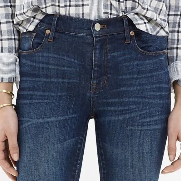 Madewell Jeans 10&quot; High Rise Women's Sz 29 Dark Blue Skinny Atlantic Whiskered
