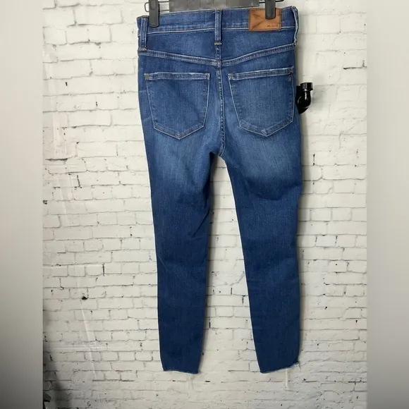 Madewell Women 10&quot; High Rise Skinny Raw Hem Exposed Button Fly Denim Jean