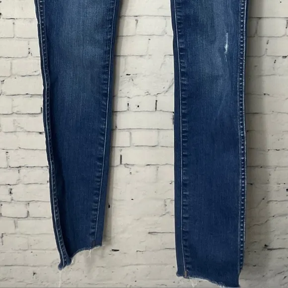 Madewell Women 10&quot; High Rise Skinny Raw Hem Exposed Button Fly Denim Jean
