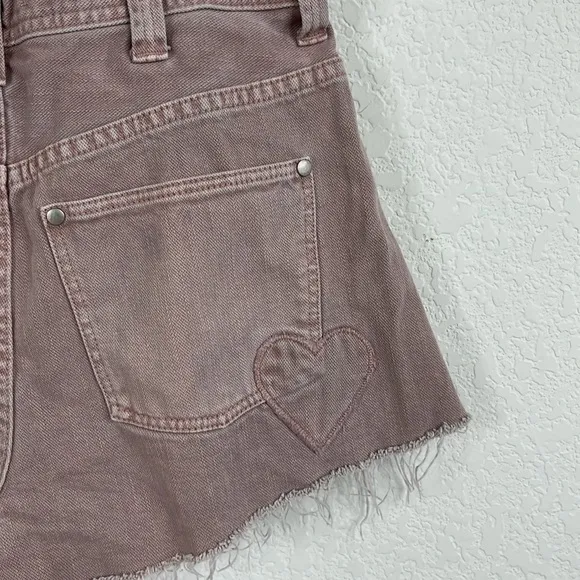 Madewell x Where I Was From Collab Spring Mauve Heart Frayed Jean Denim Shorts