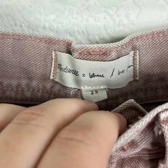 Madewell x Where I Was From Collab Spring Mauve Heart Frayed Jean Denim Shorts