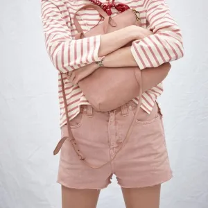 Madewell x Where I Was From Collab Spring Mauve Heart Frayed Jean Denim Shorts