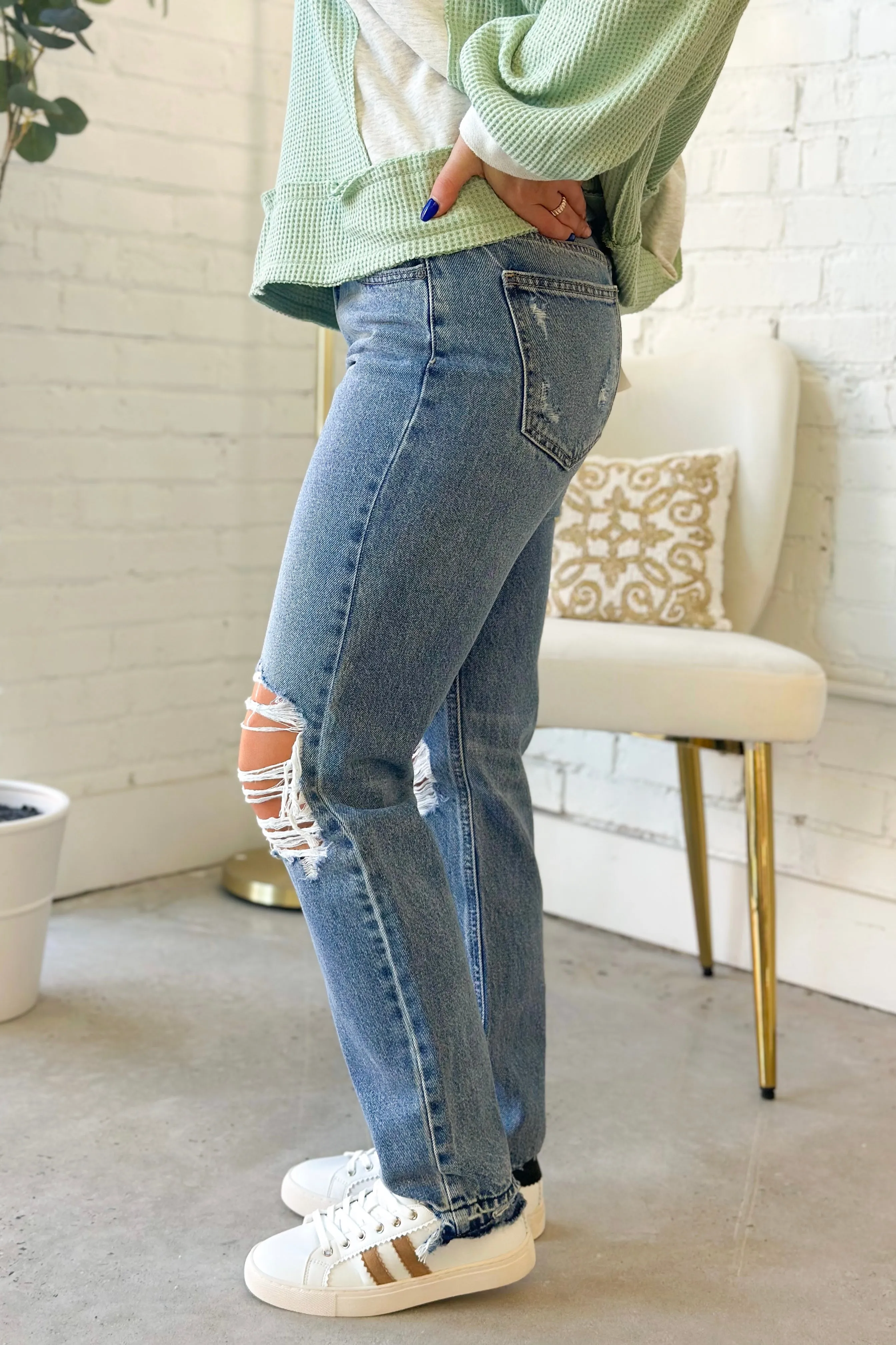 Medium Blue Bailey High Rise Boyfriend Jean