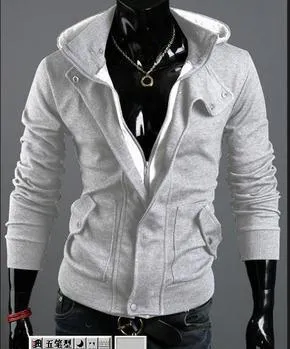 Men's Full Zip Hoodie With Button Collar