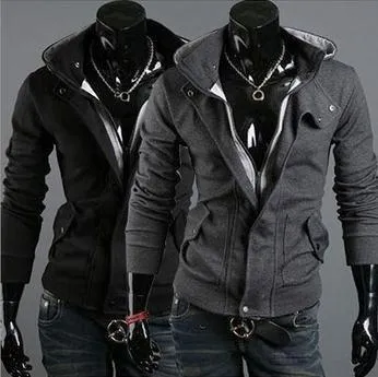 Men's Full Zip Hoodie With Button Collar