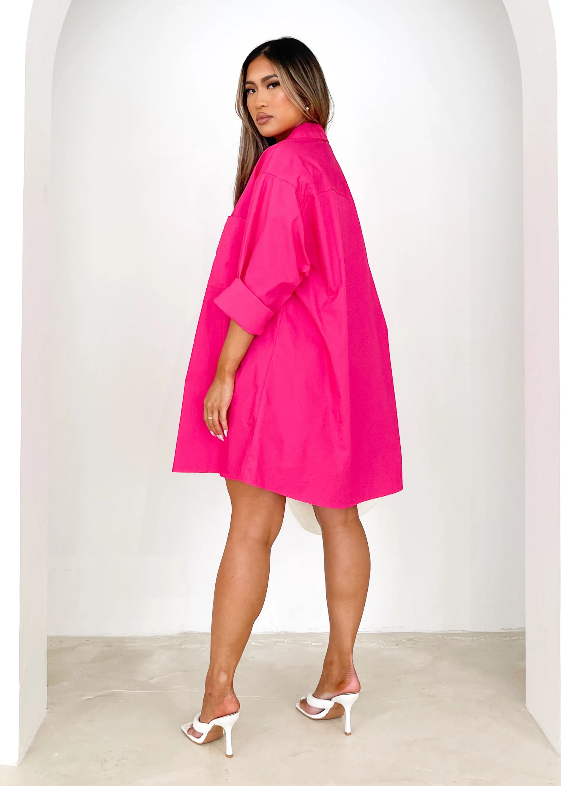 Micaela Shirt Dress - Fushcia