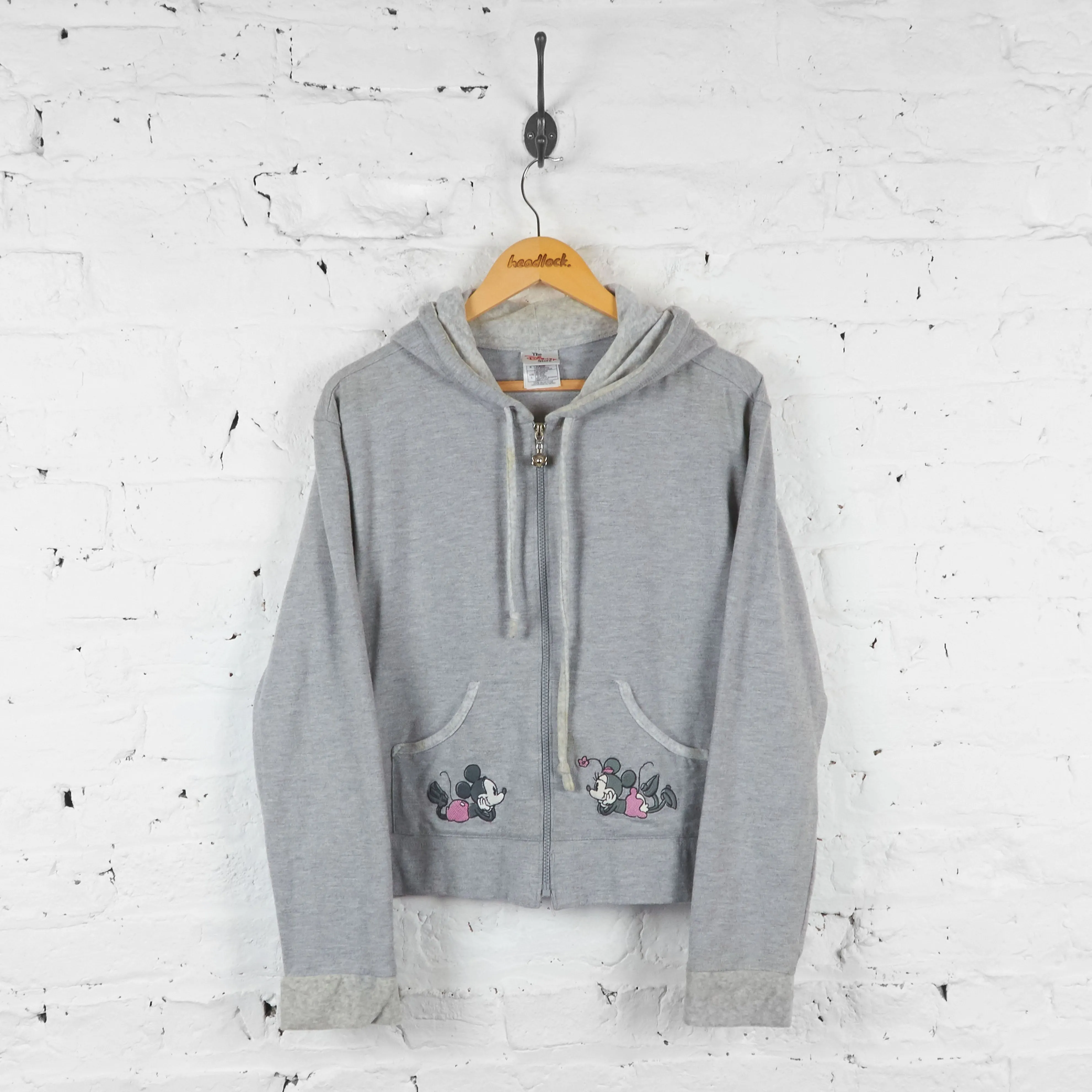 Mickey and Minnie Mouse Disney Full Zip Hoodie - Grey - Womens L