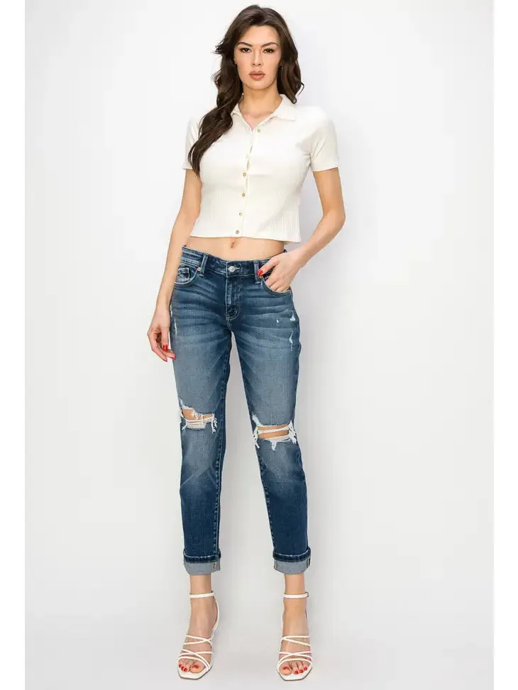 MID RISE BOY FRIEND JEANS