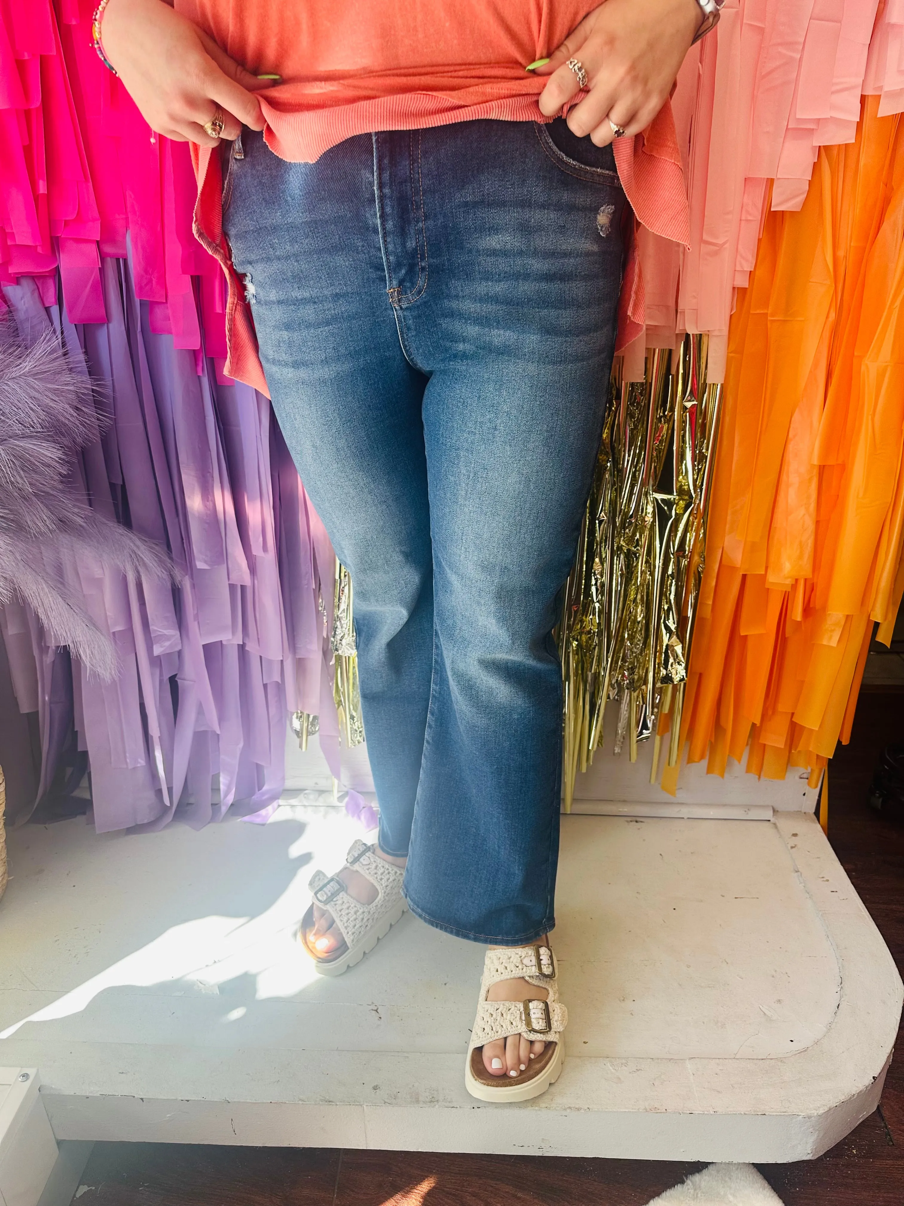 Mina Ankle Flare Denim: Dark