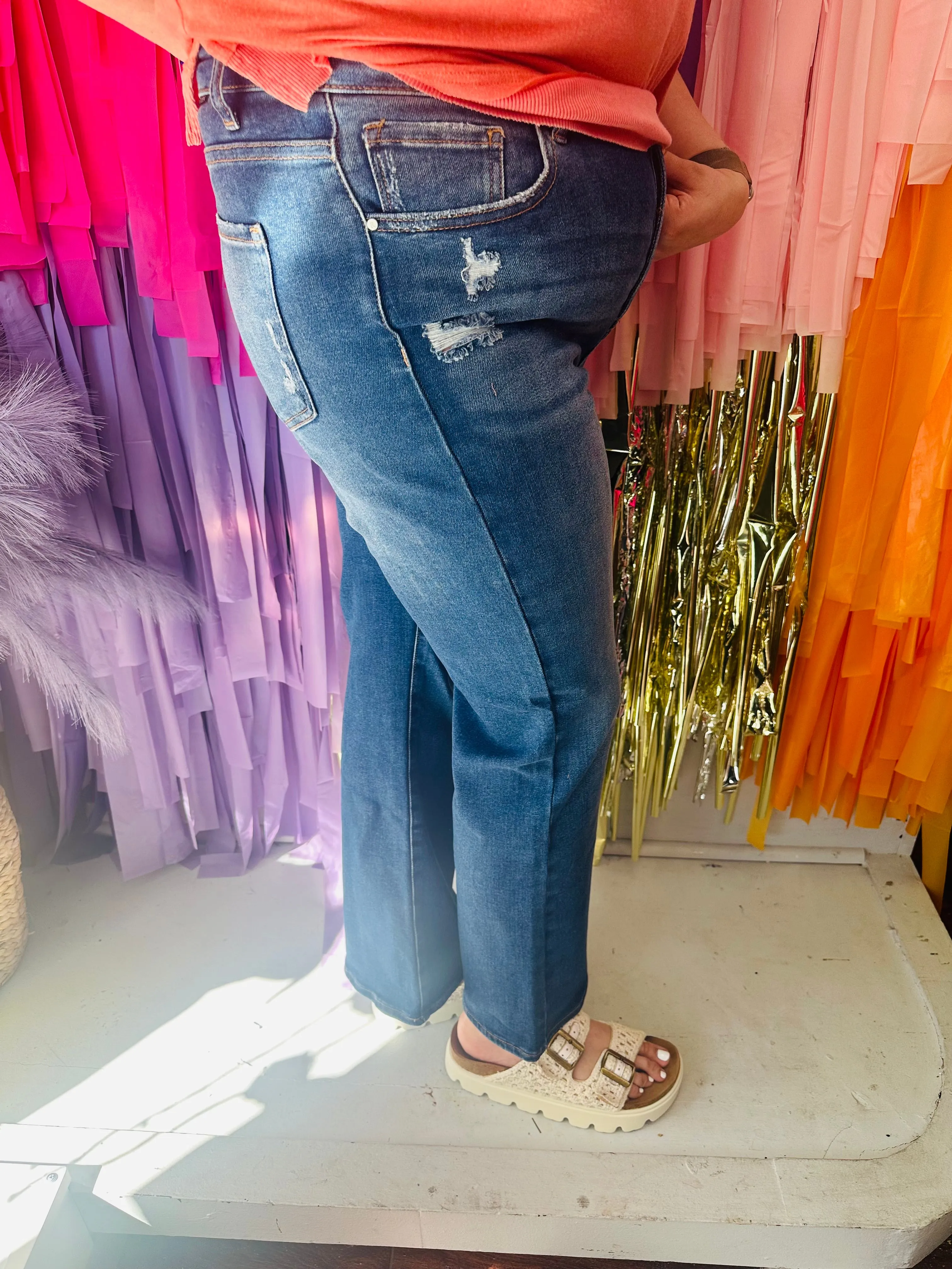 Mina Ankle Flare Denim: Dark