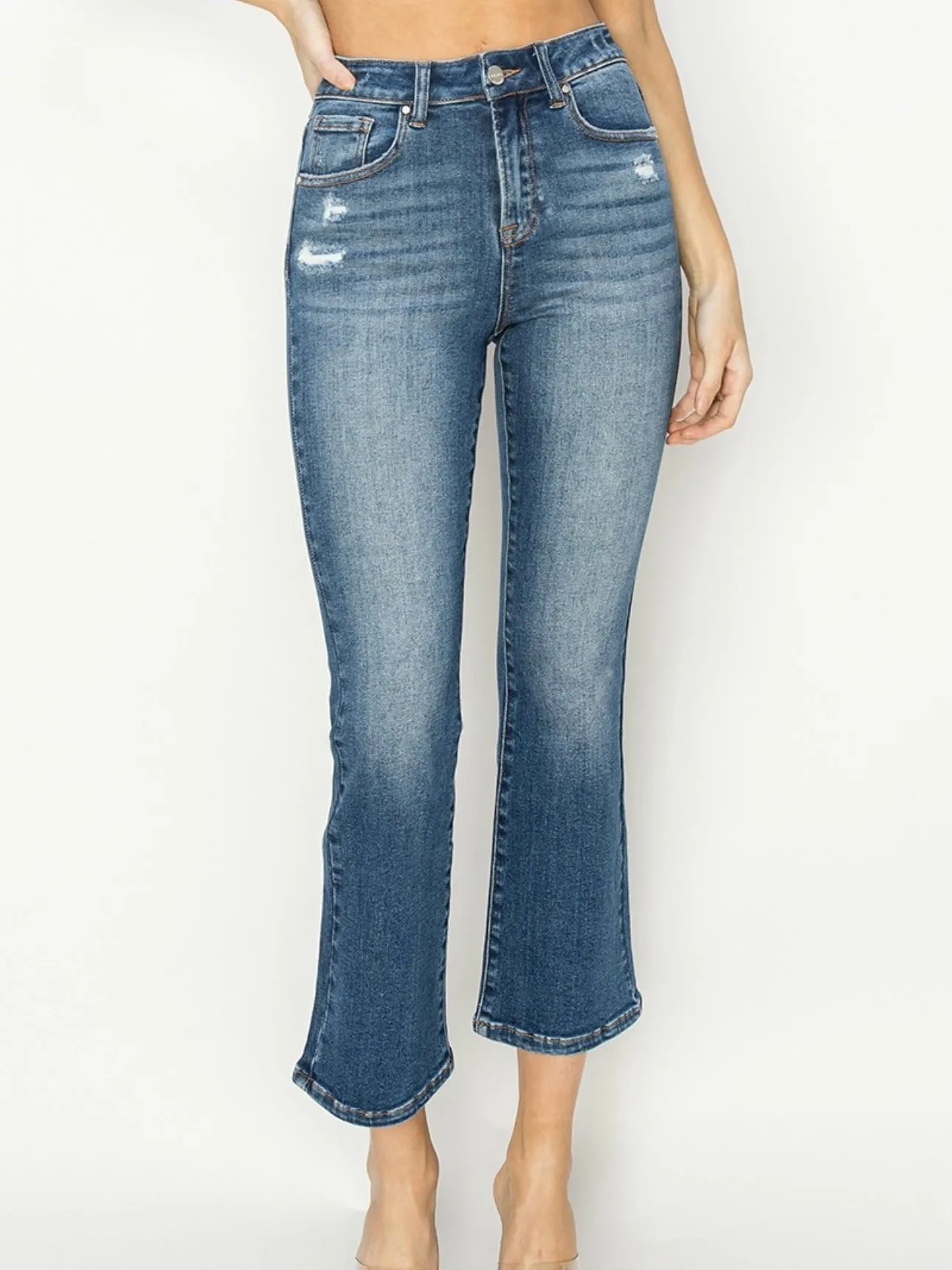Mina Ankle Flare Denim: Dark
