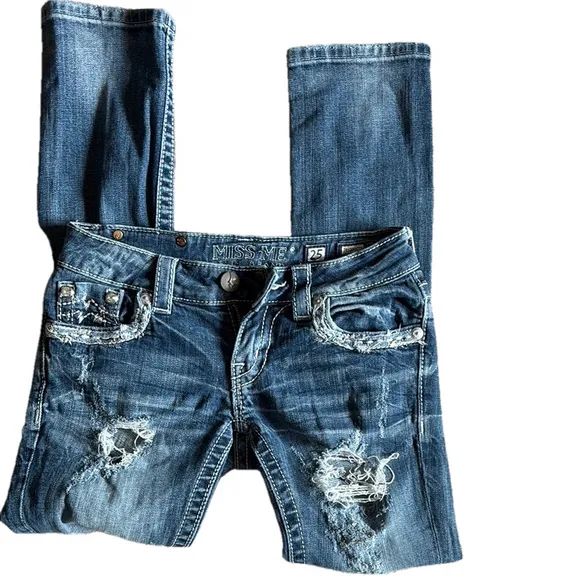 Miss Me Blue Skinny Distressed Jeans