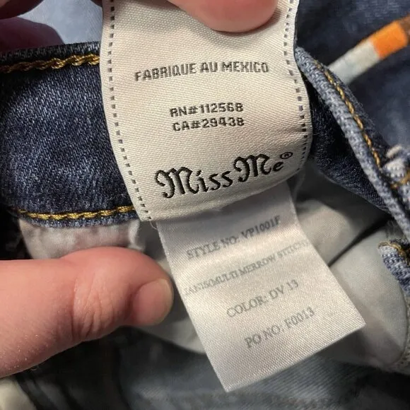 Miss Me Vintage Women 24 Distressed Denim Embroidered Boho Mid-Rise Flare Jeans