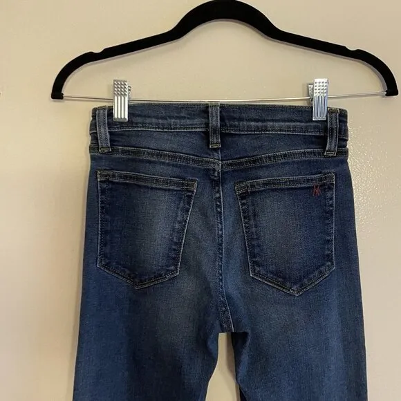 Miss Me Vintage Women 24 Distressed Denim Embroidered Boho Mid-Rise Flare Jeans