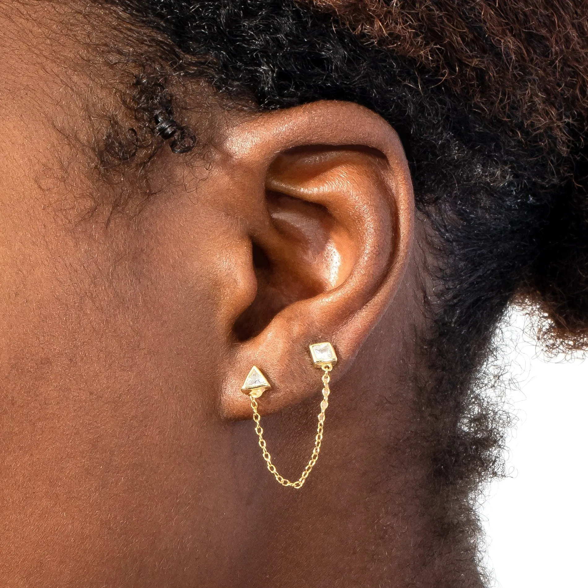 Multi-Shape CZ Chain Stud Earring