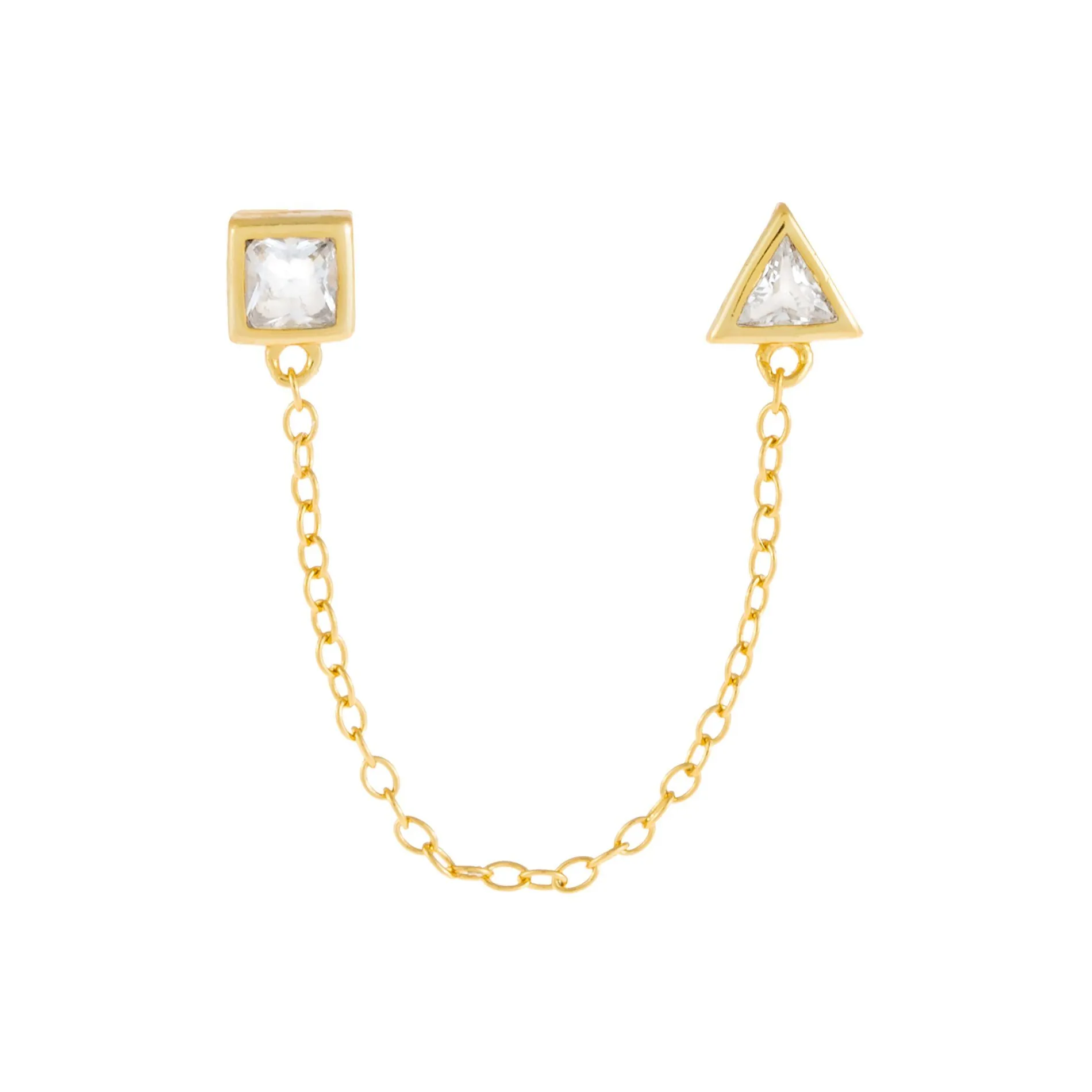 Multi-Shape CZ Chain Stud Earring