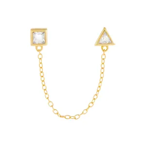 Multi-Shape CZ Chain Stud Earring