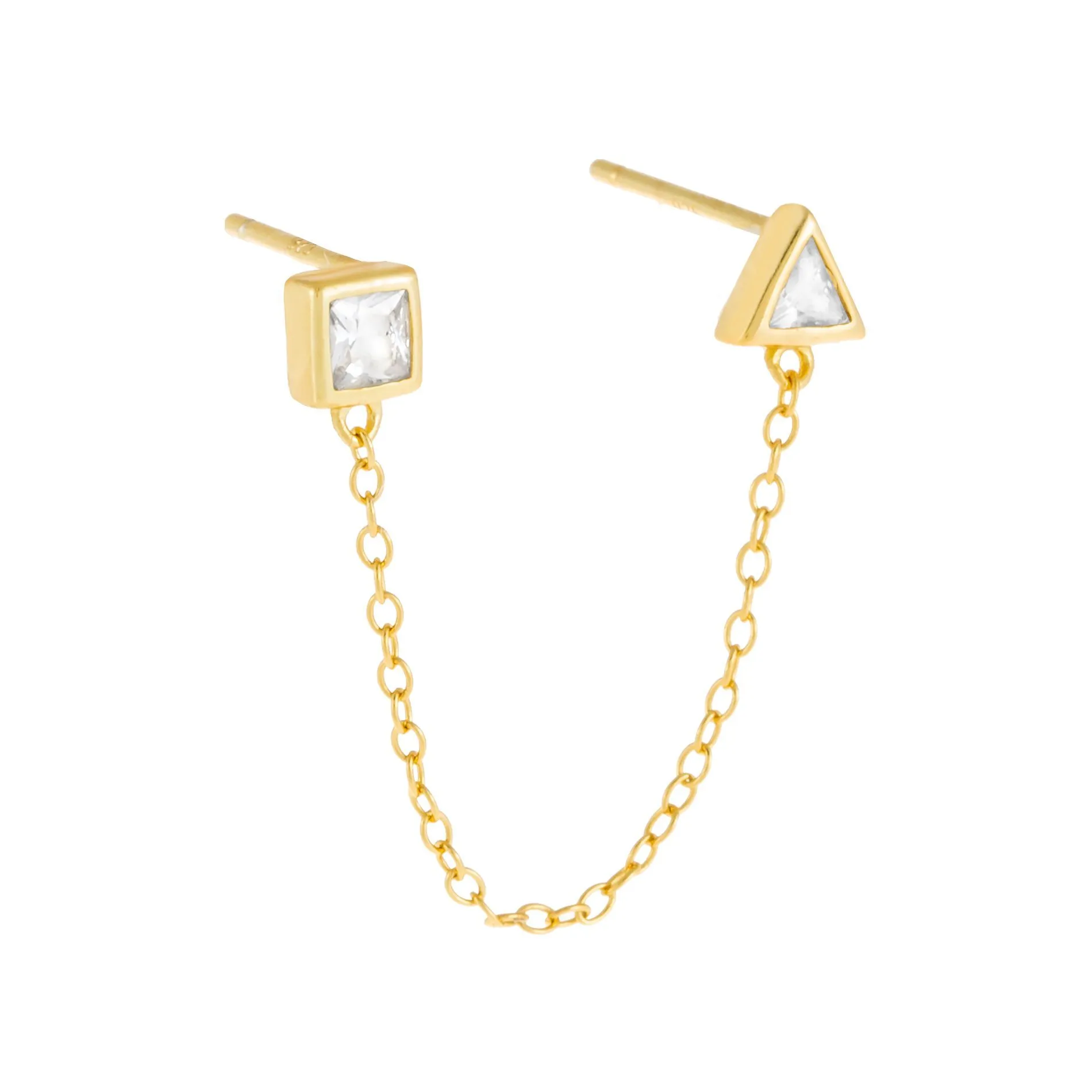 Multi-Shape CZ Chain Stud Earring