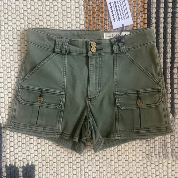 MWT Pistola Chester Cargo Utility Shorts Olive Green Size S
