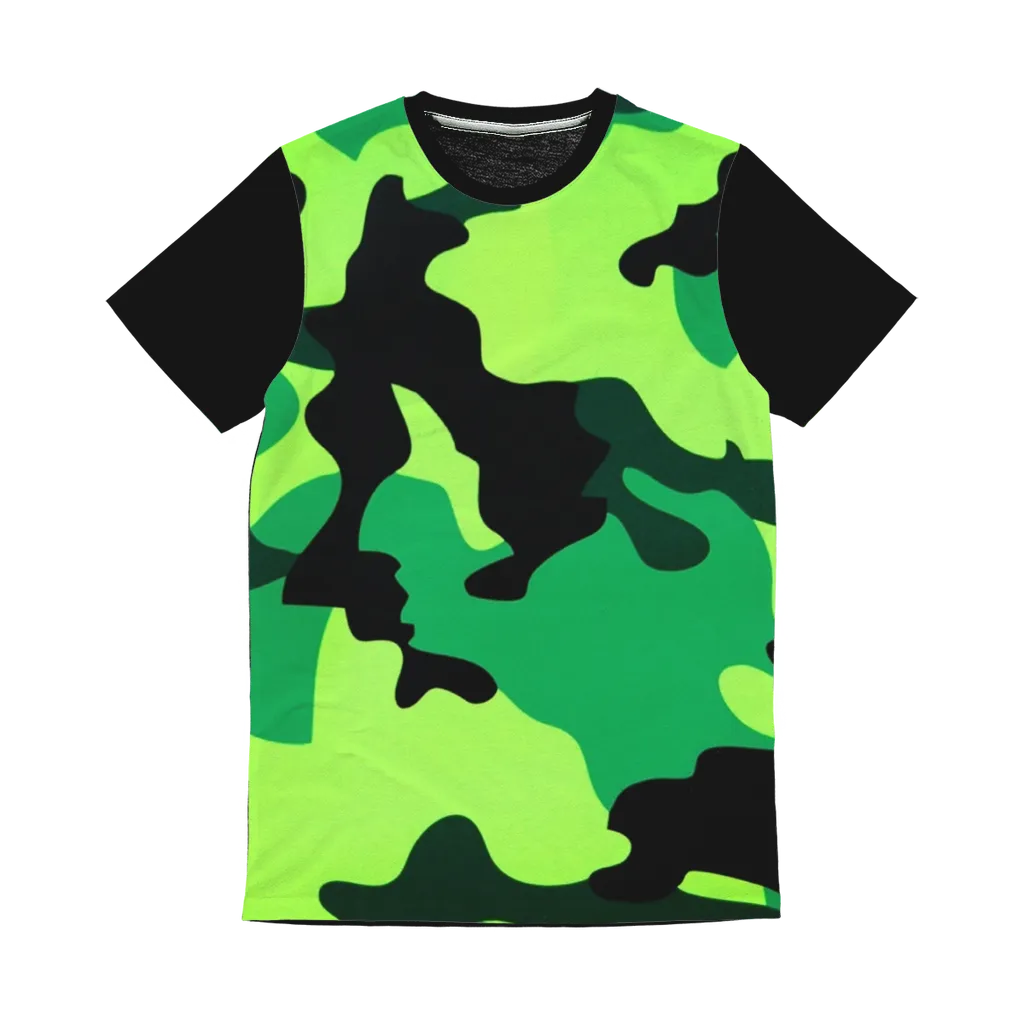 Neon Green Camo Classic Sublimation Panel T-Shirt