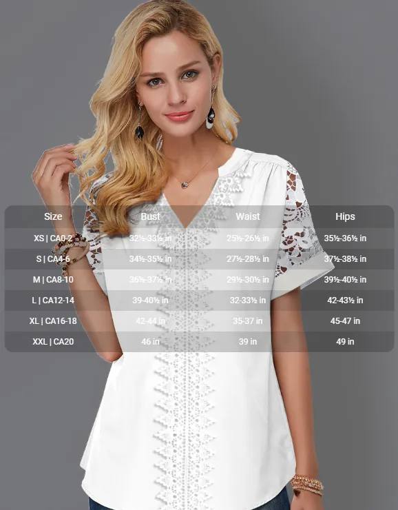 NEW MODLILY® Lace Panel Split Neck Short Sleeve Blouse, Sz XXL, Retails $51