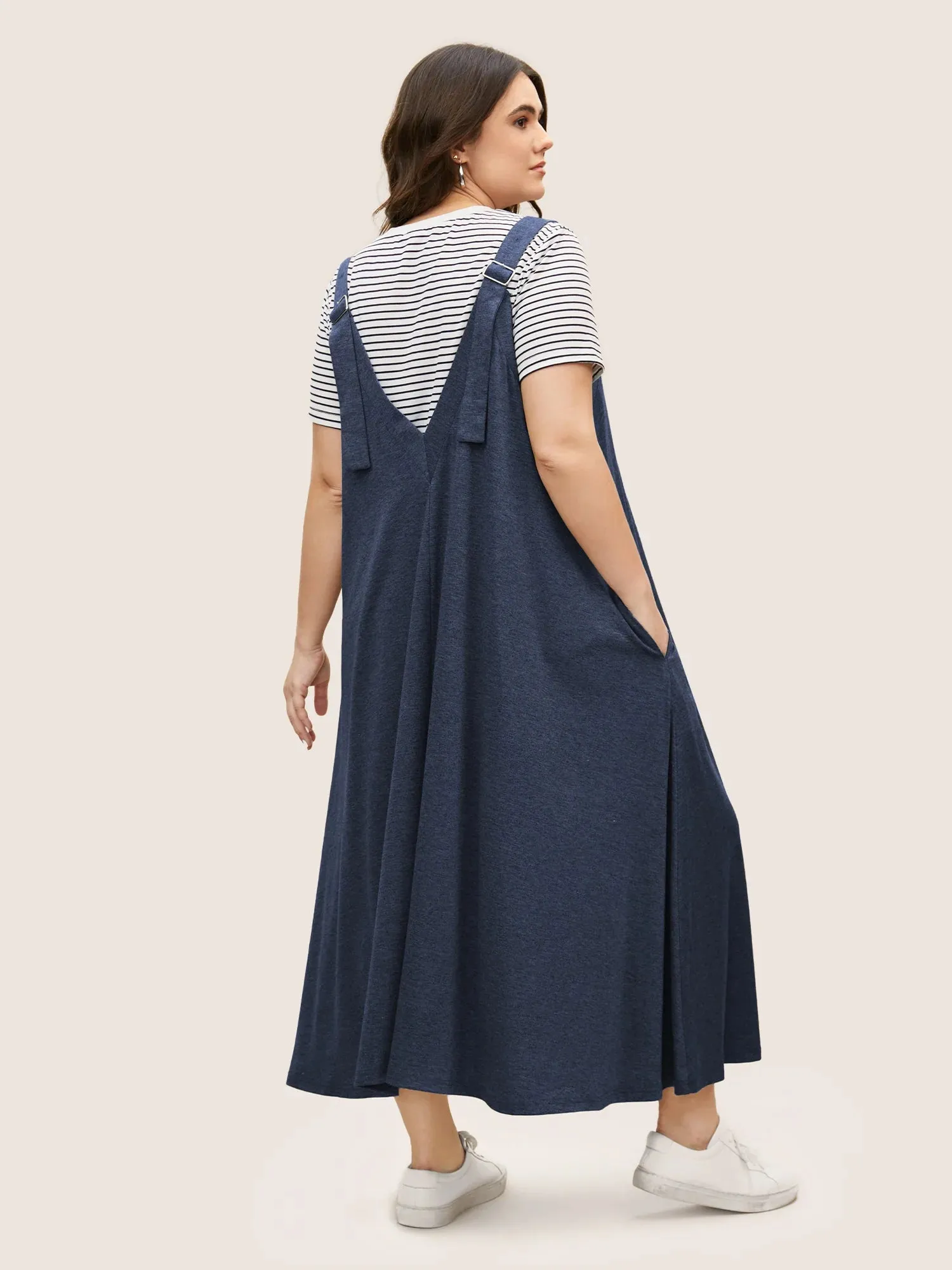 NEW Retails $45, Bloomchic Supersoft Essentials Plain Adjustable Straps Dress, Navy, Plus Sz 28
