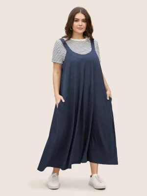 NEW Retails $45, Bloomchic Supersoft Essentials Plain Adjustable Straps Dress, Navy, Plus Sz 28