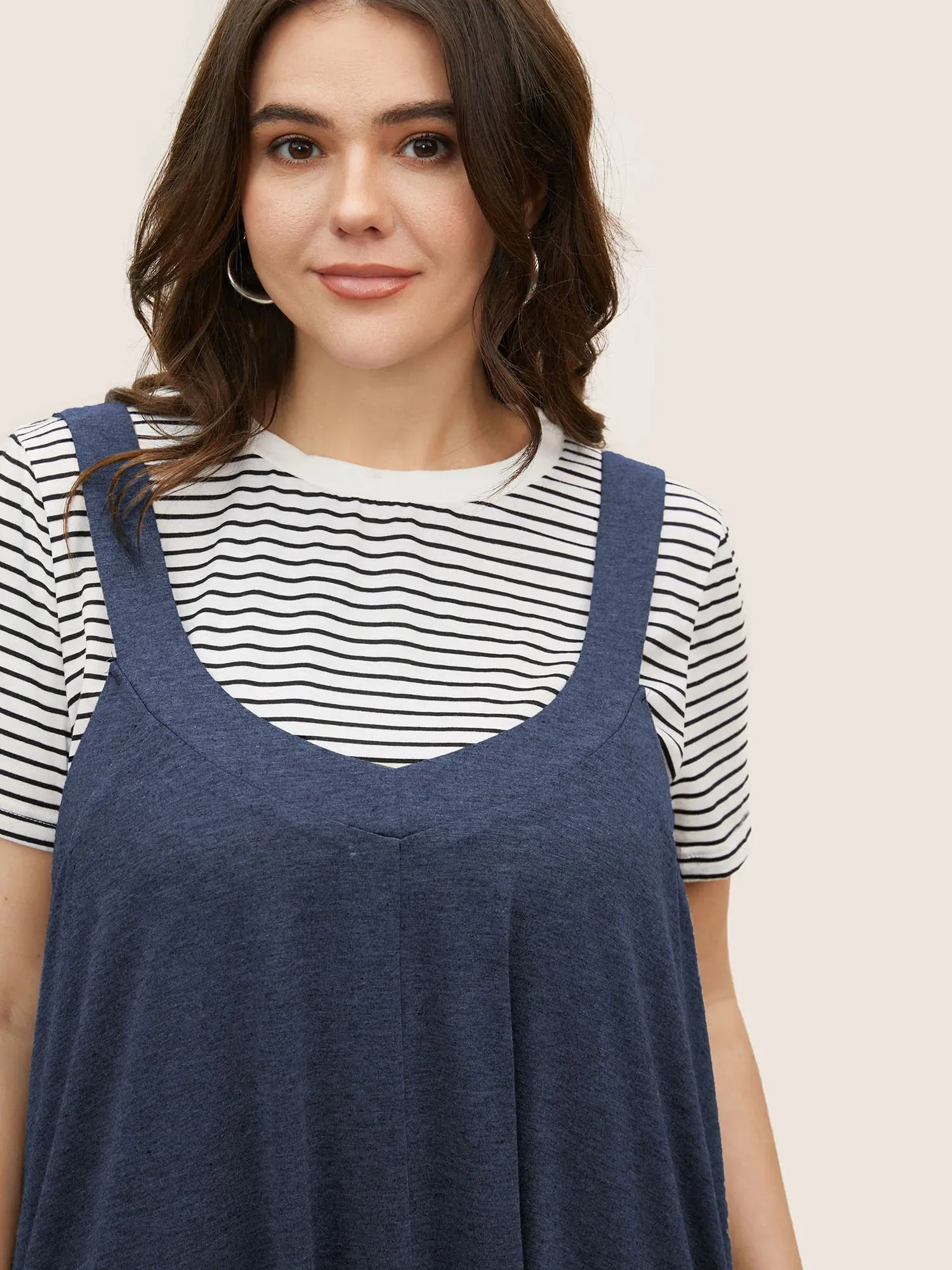 NEW Retails $45, Bloomchic Supersoft Essentials Plain Adjustable Straps Dress, Navy, Plus Sz 28