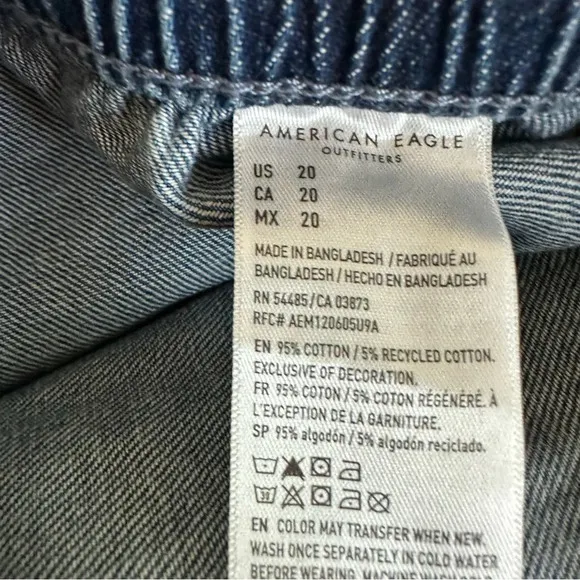 NWT American Eagle Size 20 Highest Rise 90s Boyfriend Cargo Shorts Denim New 35