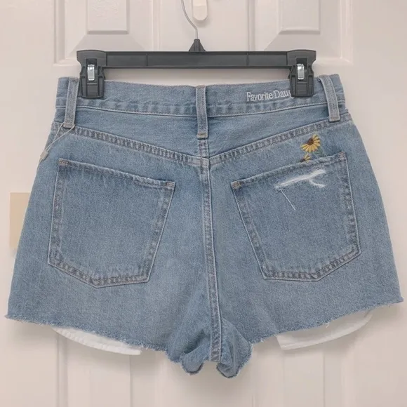 NWT Favorite Daughter high rise Juno cutoff floral detail denim shorts - size 27