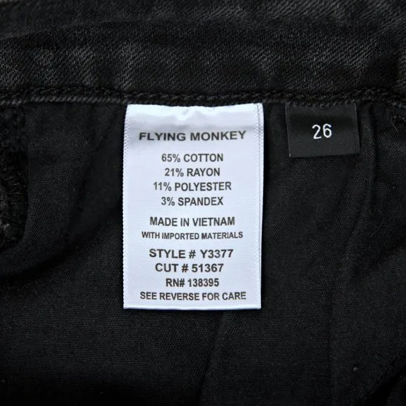 NWT Flying Monkey Black Label Distressed Low Waist Raw Hem Skinny Jeans Gray 26