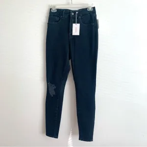 NWT Good American Good Legs Dark Wash Distressed High Rise Skinny Jeans